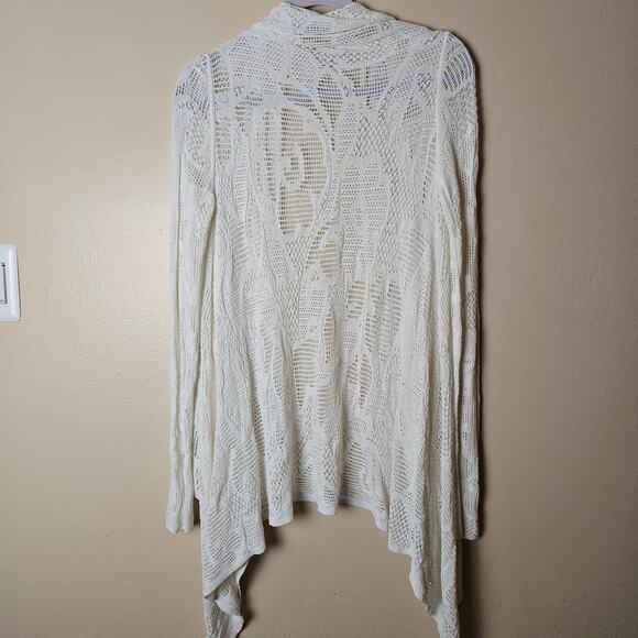 FUZZI Taupe Yarn Open Lace Cardigan SZ S Made in Italy - Picture 2 of 5
